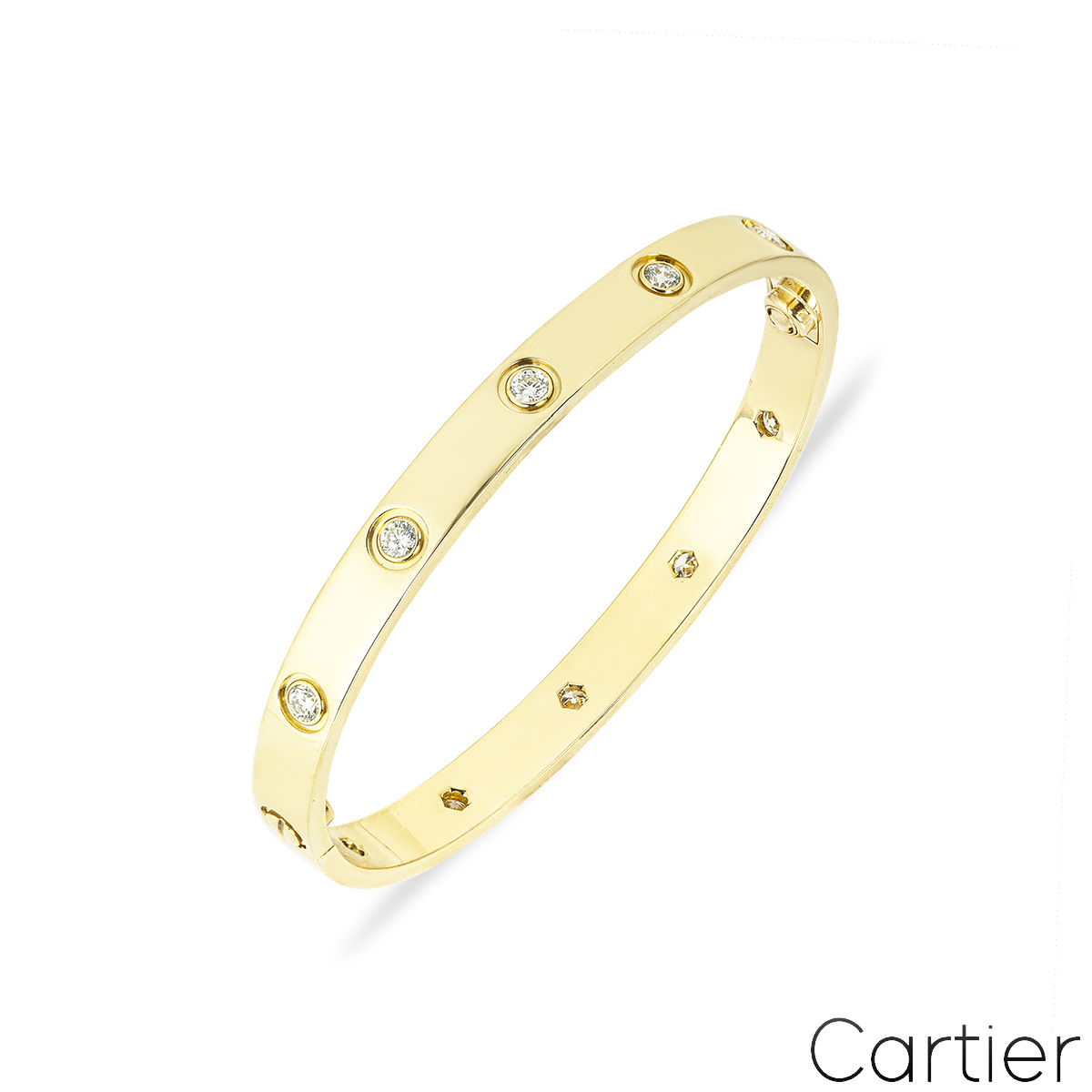 Cartier Yellow Gold Full Diamond Love Bracelet Size 17 B6040517
